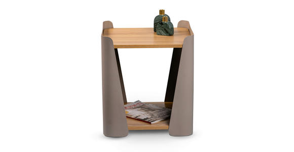 BEISTELLTISCH 40/40/48 cm Grau, Eichefarben quadratisch - Eichefarben/Grau, Design, Holzwerkstoff/Metall (40/40/48cm) - Xora