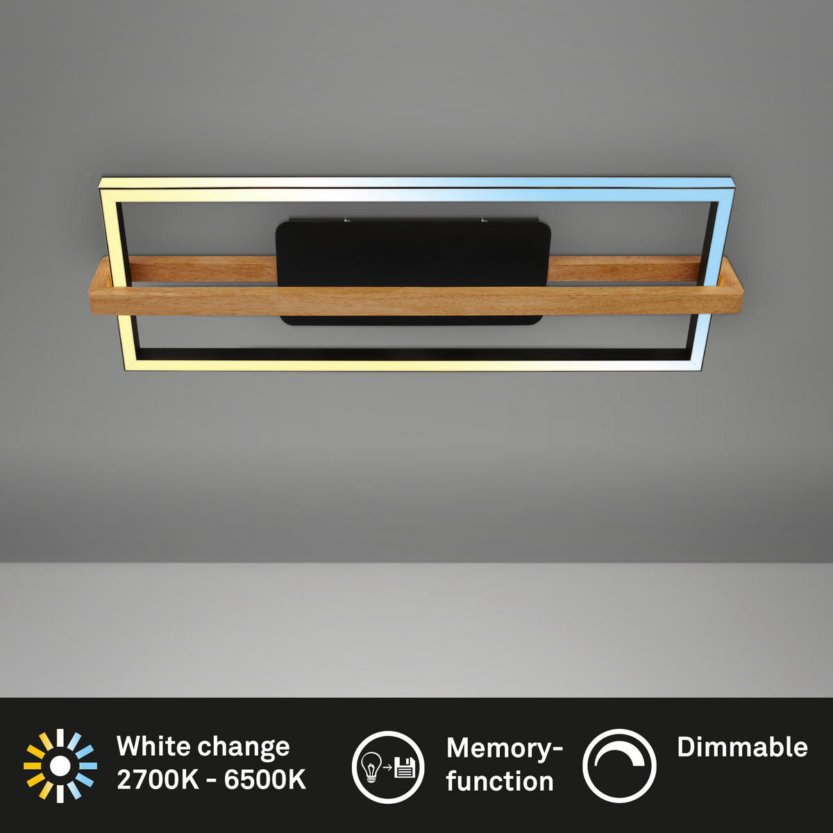 LED-DECKENLEUCHTE   - Schwarz/Braun, Natur, Holz/Kunststoff (84,5/30/12cm) - Briloner