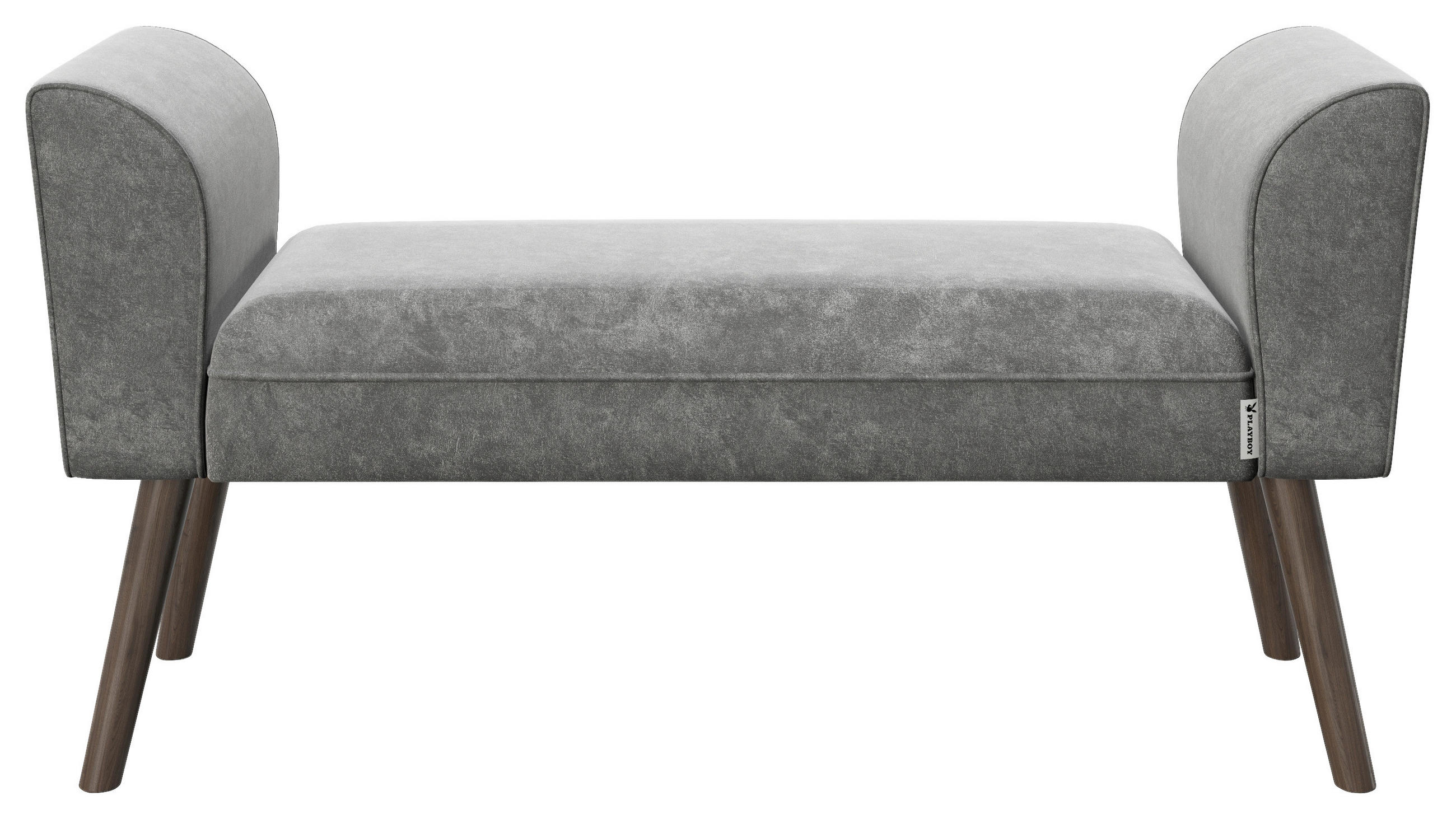 HOCKERBANK in Textil Anthrazit  - Anthrazit/Walnussfarben, MODERN, Holz/Textil (92,7/54,5/30cm) - Playboy