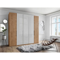 DREHTÜRENSCHRANK 250/216/58 cm 5-türig Weiß, Eiche Bianco  - Schieferfarben/Eiche Bianco, KONVENTIONELL, Glas/Holzwerkstoff (250/216/58cm) - Dieter Knoll