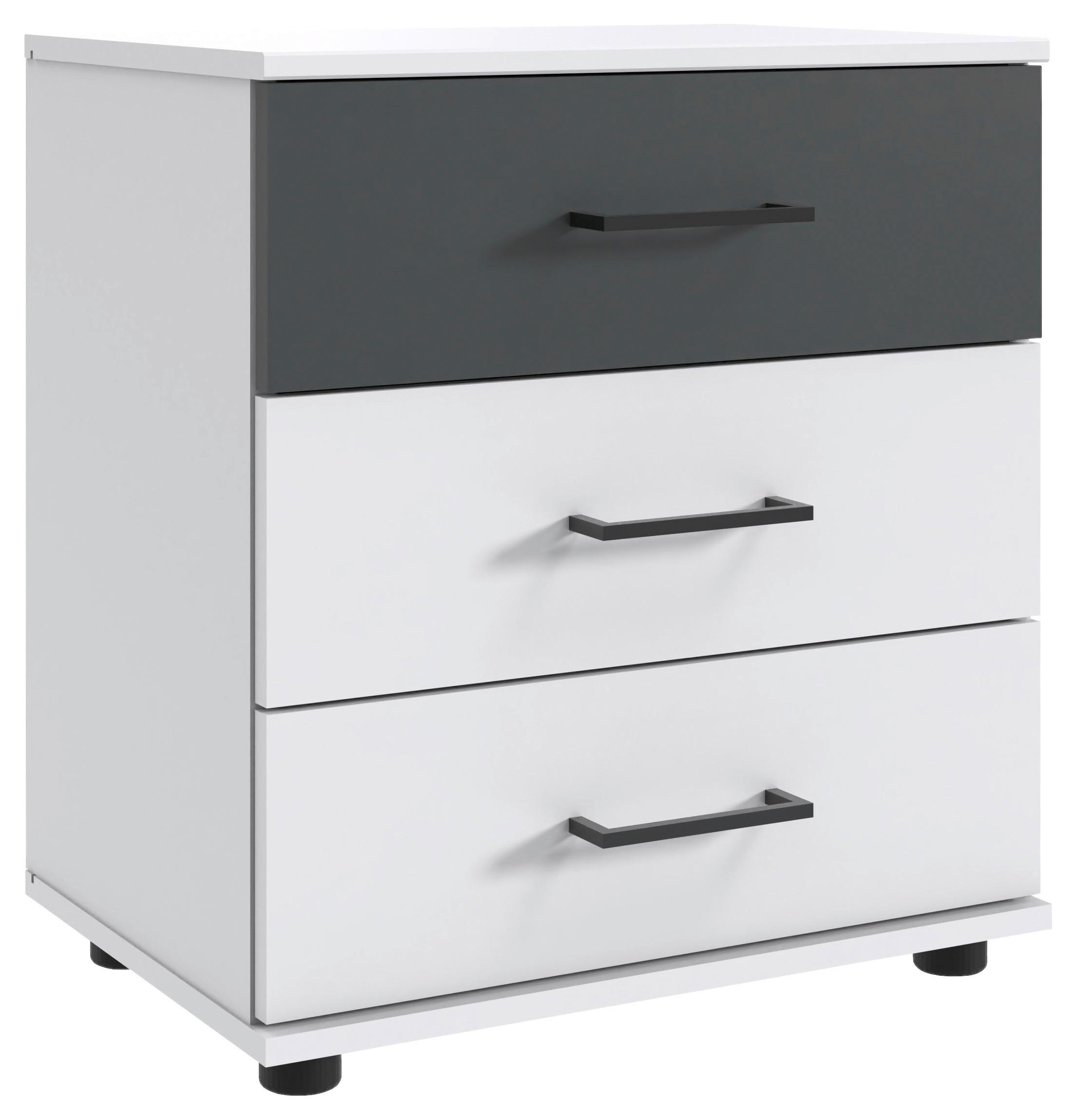 NACHTTISCH 52/58/38 cm  in Graphitfarben, Weiss  - Weiss/Schwarz, Konventionell, Holzwerkstoff/Kunststoff (52/58/38cm) - Carryhome