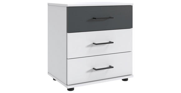 NACHTKÄSTCHEN 52/58/38 cm in Graphitfarben, Weiß - Schwarz/Graphitfarben, KONVENTIONELL, Holzwerkstoff/Kunststoff (52/58/38cm) - Carryhome
