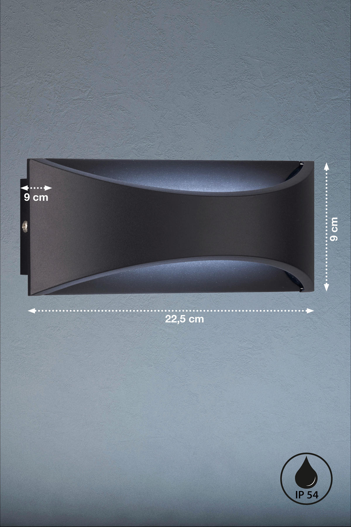VONKAJŠIE NÁSTENNÉ SVIETIDLO, 22.5/9/9 cm - čierna, Design, kov/plast (22.5/9/9cm) - Fischer & Honsel