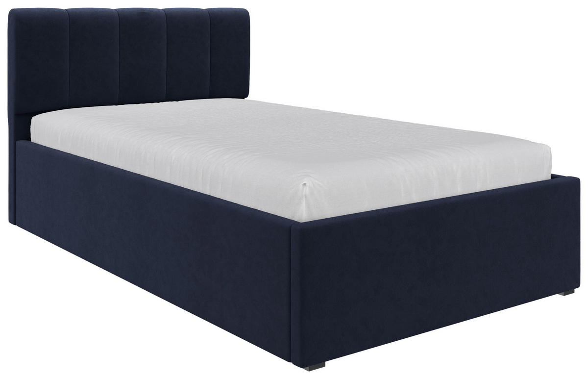 POLSTERBETT Lattenrost, Bettkasten Dunkelblau 120/200 cm  - Schwarz/Naturfarben, Design, Holz/Kunststoff (120/200cm) - Stylife