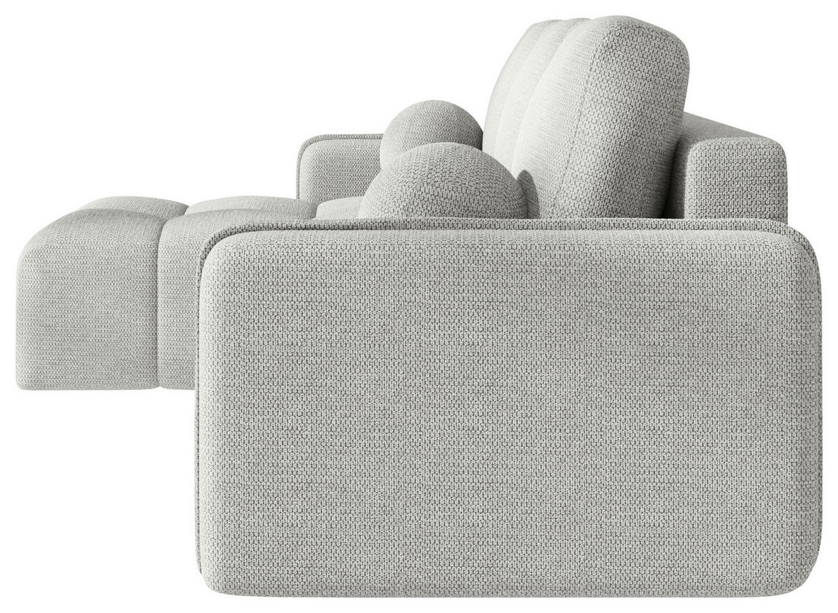 ECKSOFA  in Flachgewebe Hellgrau  - Hellgrau/Schwarz, MODERN, Kunststoff/Textil (142/240cm) - Carryhome