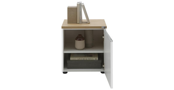 NACHTSCHRANK 45/46/41 cm furniert  - Eichefarben/Silberfarben, Design, Holzwerkstoff/Kunststoff (45/46/41cm) - Dieter Knoll