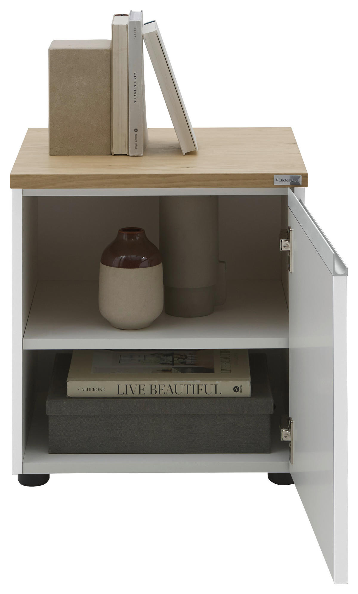 NACHTSCHRANK 45/46/41 cm furniert  - Eichefarben/Silberfarben, Design, Holzwerkstoff/Kunststoff (45/46/41cm) - Dieter Knoll