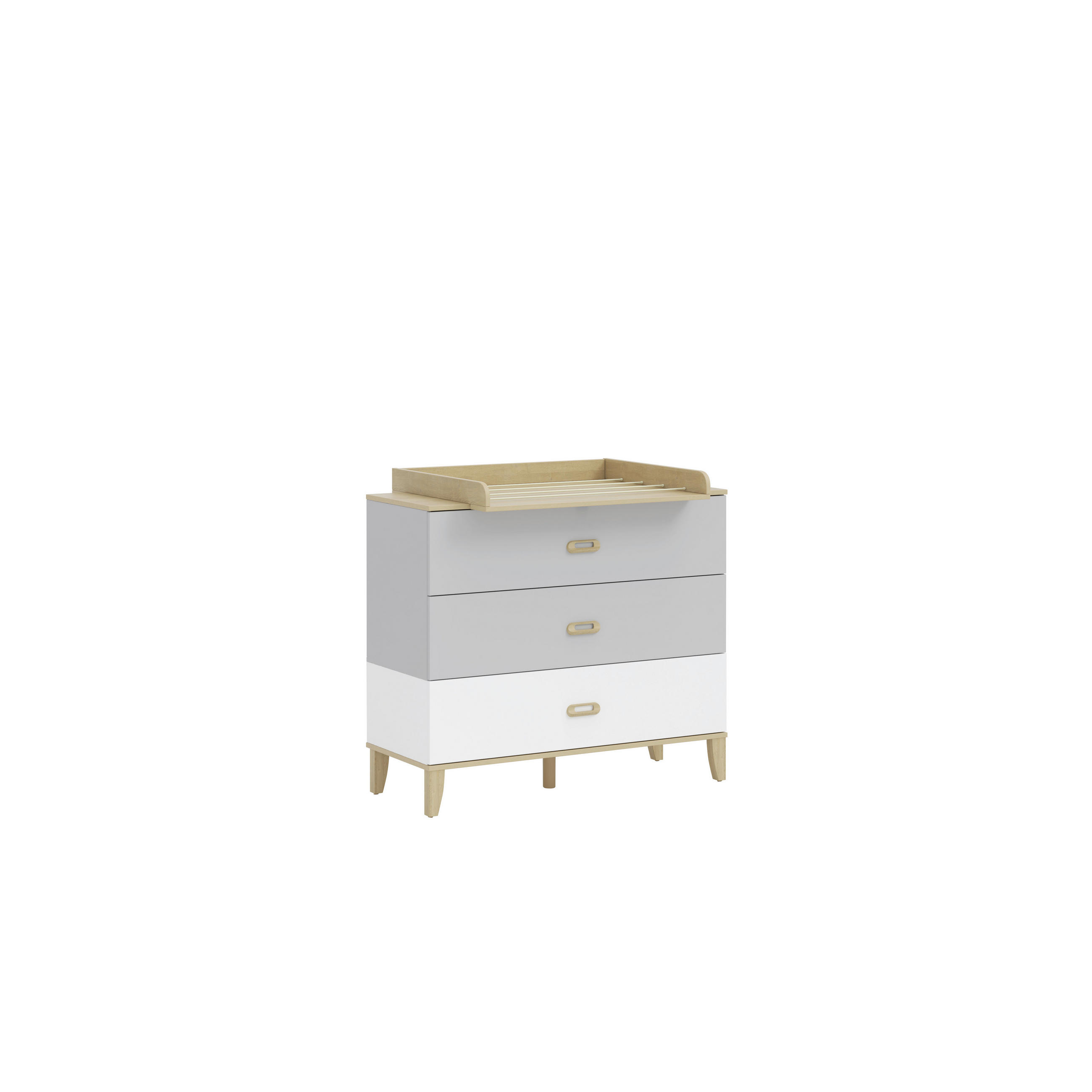 WICKELKOMMODE ELIF Grau, Weiß, Wildeiche  - Wildeiche/Weiß, Basics, Holz (110/64/103cm) - Jimmylee