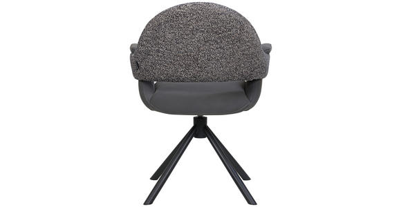 ARMLEHNSTUHL  Sitzfläche 360° drehbar, inklusive Armlehnen, automatische Rückholfunktion Webstoff Echtleder  - Schwarz, Design, Leder/Textil (62,5/86/64cm) - Novel