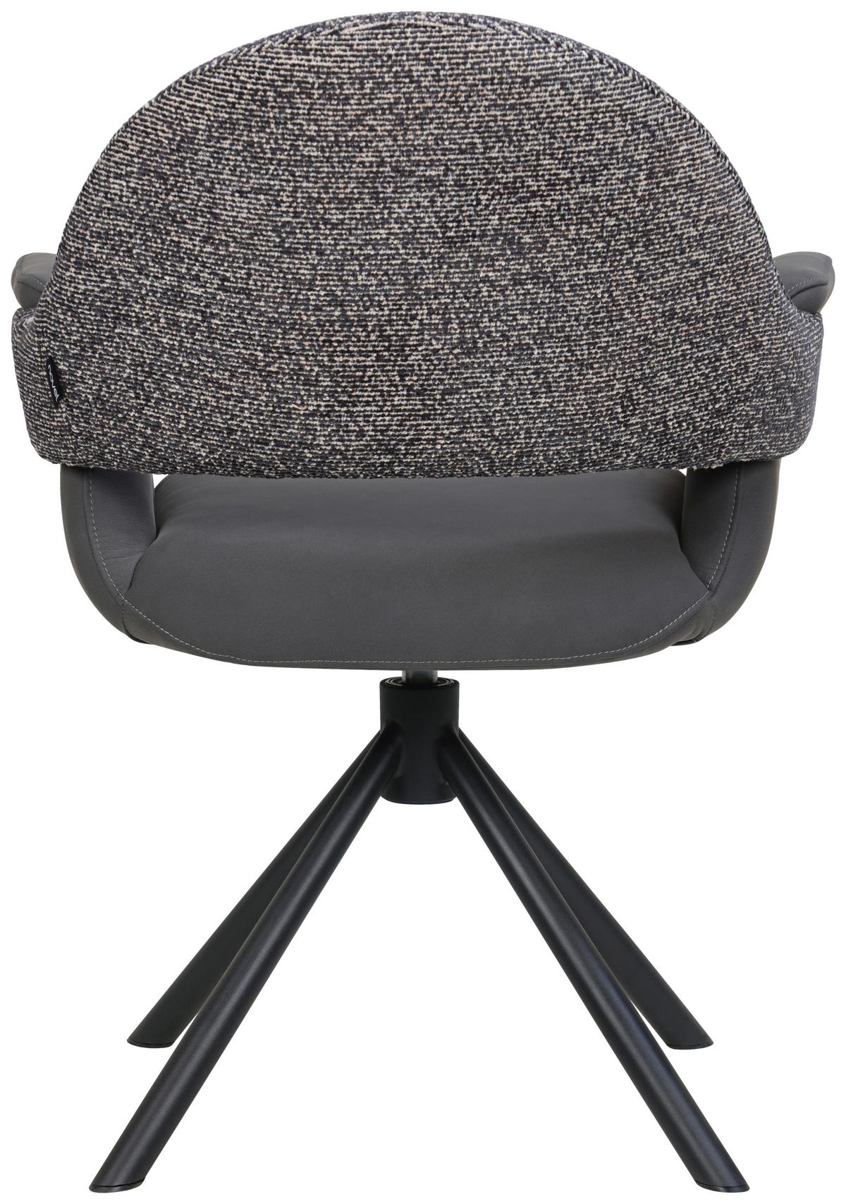 ARMLEHNSTUHL  Sitzfläche 360° drehbar, inklusive Armlehnen, automatische Rückholfunktion Webstoff Echtleder  - Schwarz, Design, Leder/Textil (62,5/86/64cm) - Novel