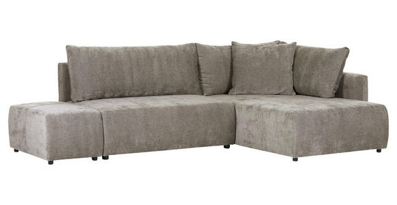 ECKSOFA in Flachgewebe Hellbraun  - Hellbraun/Schwarz, KONVENTIONELL, Kunststoff/Textil (295/200cm) - Carryhome