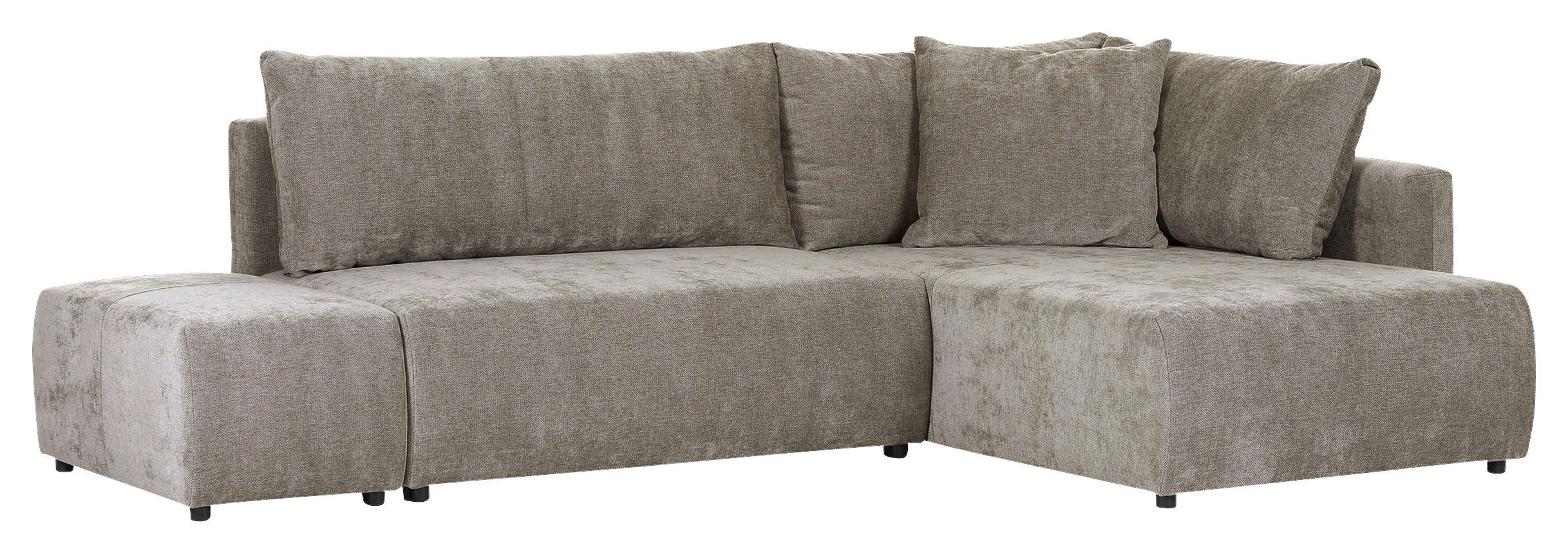 ECKSOFA Hellbraun Flachgewebe  - Hellbraun/Schwarz, KONVENTIONELL, Kunststoff/Textil (295/200cm) - Carryhome