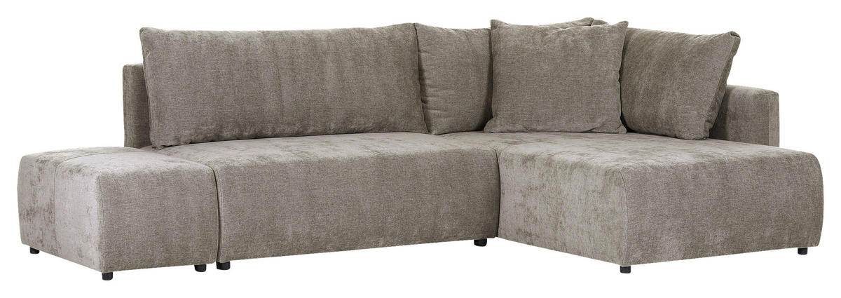 ECKSOFA in Flachgewebe Hellbraun  - Hellbraun/Schwarz, Konventionell, Kunststoff/Textil (295/200cm) - Carryhome