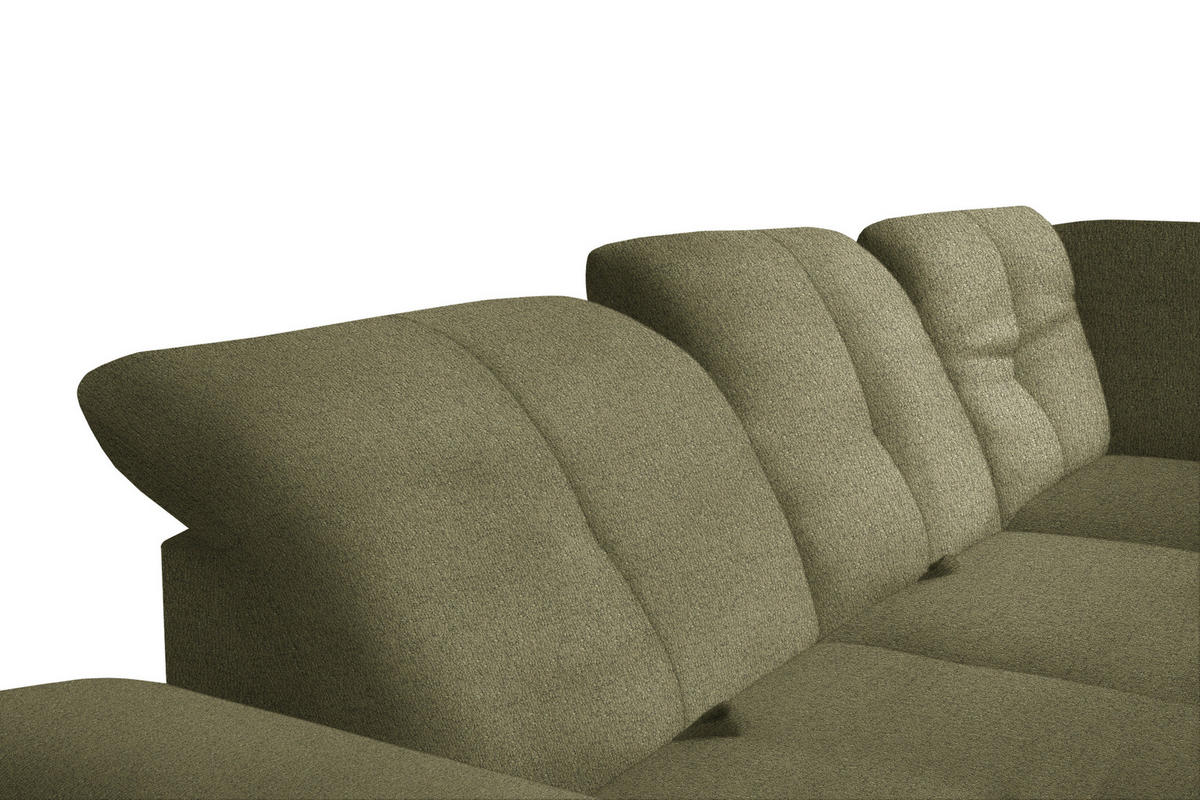 ECKSOFA in Flachgewebe Olivgrün  - Schwarz/Olivgrün, Design, Textil/Metall (242/313cm) - Xora