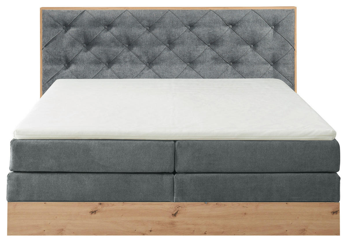 BOXSPRINGBETT 180/200 cm  in Grau, Naturfarben  - Naturfarben/Grau, Konventionell, Holzwerkstoff/Kunststoff (180/200cm) - Esposa