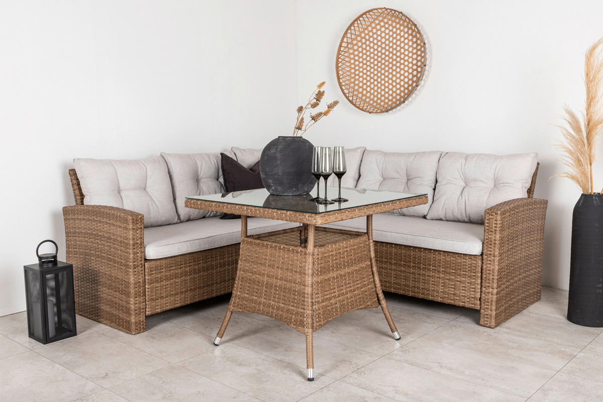 LOUNGEGARNITUR   Rattan  - Braun, KONVENTIONELL, Holz - Gardenson