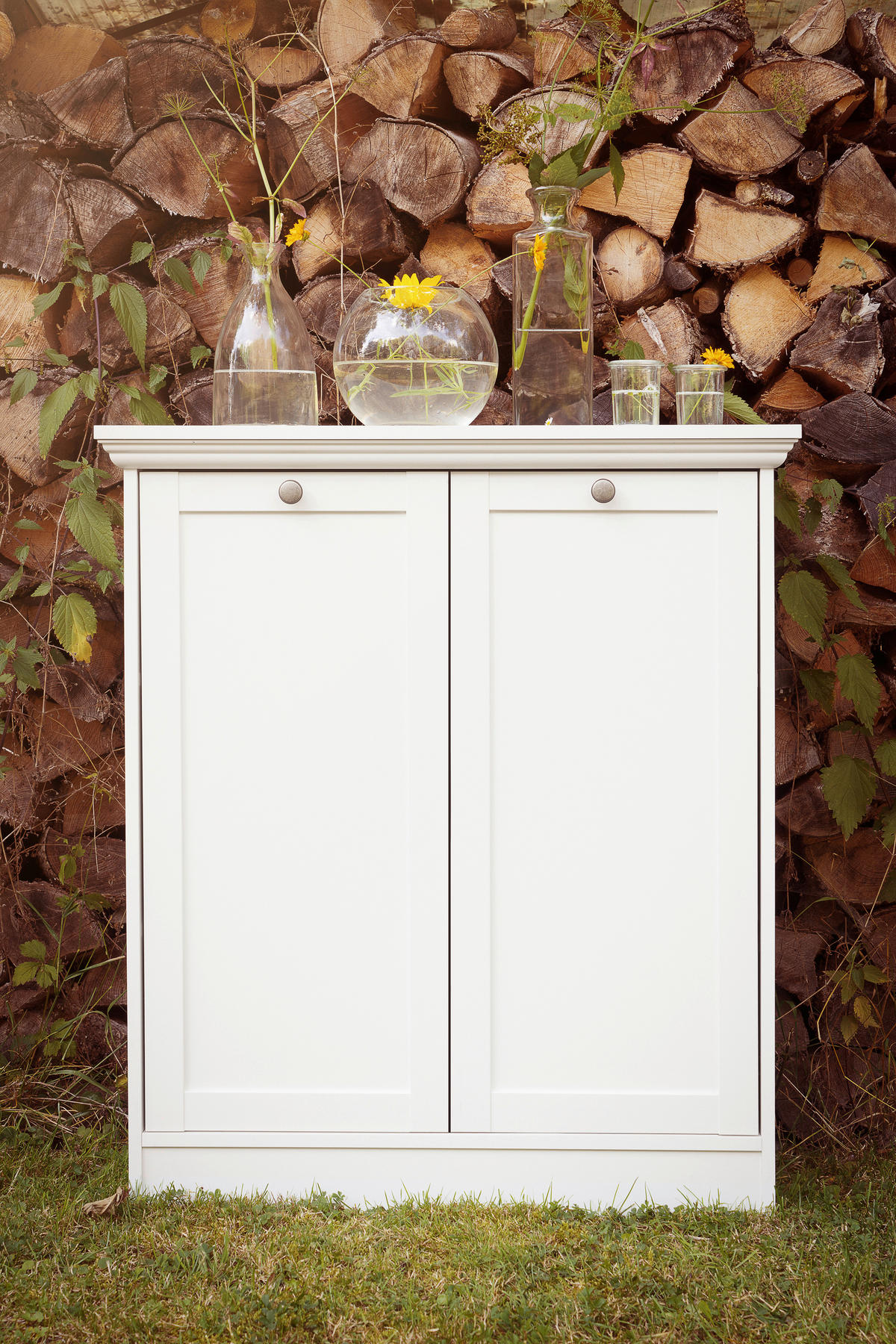 KOMMODE  in 80/90/35 cm  - Silberfarben/Weiß, LIFESTYLE, Holzwerkstoff/Metall (80/90/35cm) - Carryhome