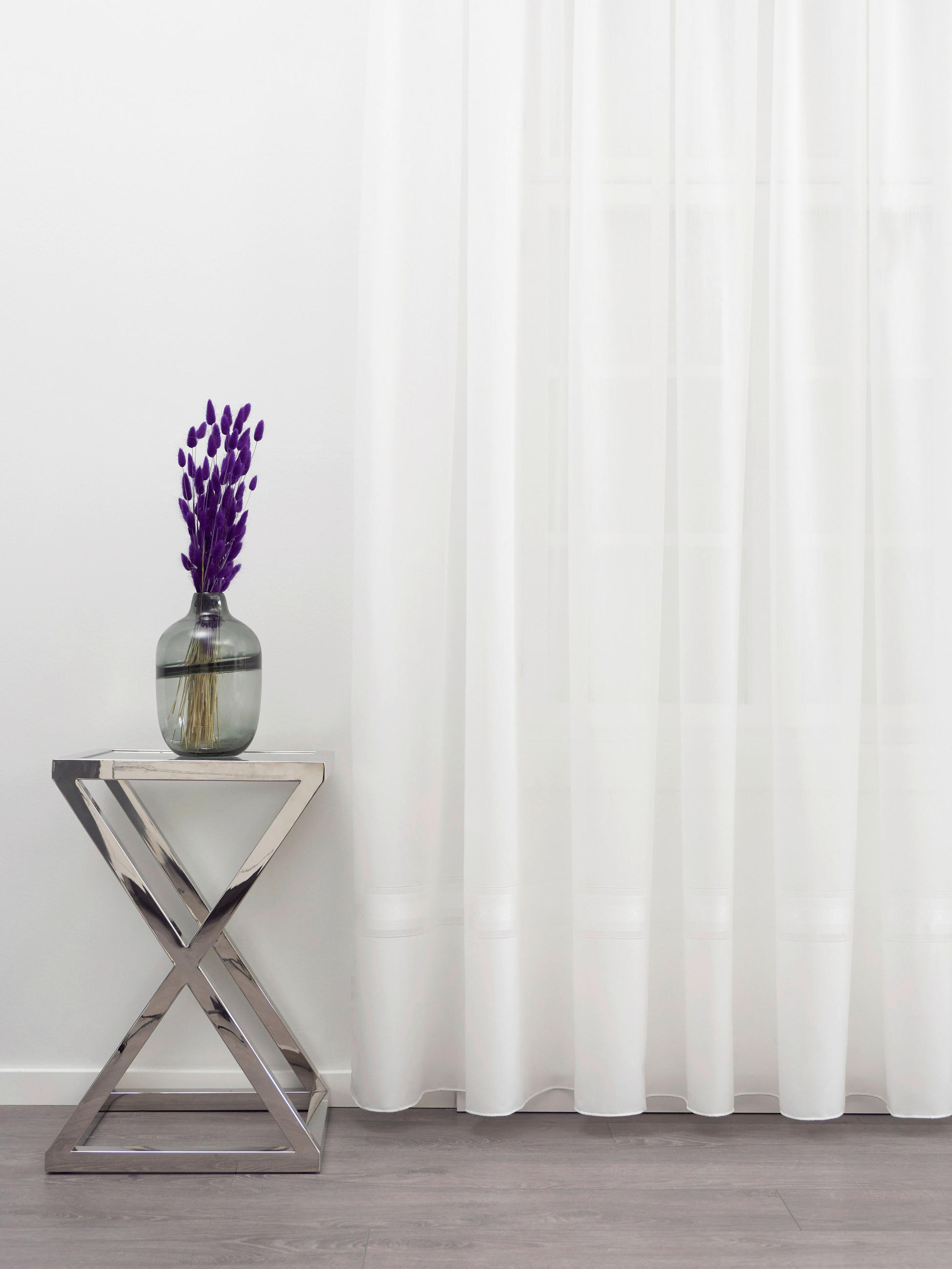 Perdea Tip Plasă  - alb, Basics, textil (300cm)