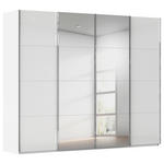 SCHWEBETÜRENSCHRANK 271/223/68 cm 4-türig Weiß  - Chromfarben/Weiß, Design, Glas/Holzwerkstoff (271/223/68cm) - Novel