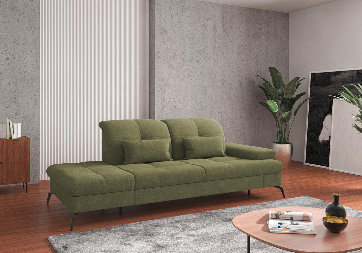 RÉCAMIERE Hellgrün Flachgewebe  - Schwarz/Hellgrün, KONVENTIONELL, Textil/Metall (231/90/122cm) - Sit & More