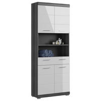 HOCHSCHRANK 74/191/31 cm  - Chromfarben/Weiß Hochglanz, MODERN, Holzwerkstoff/Kunststoff (74/191/31cm) - MID.YOU