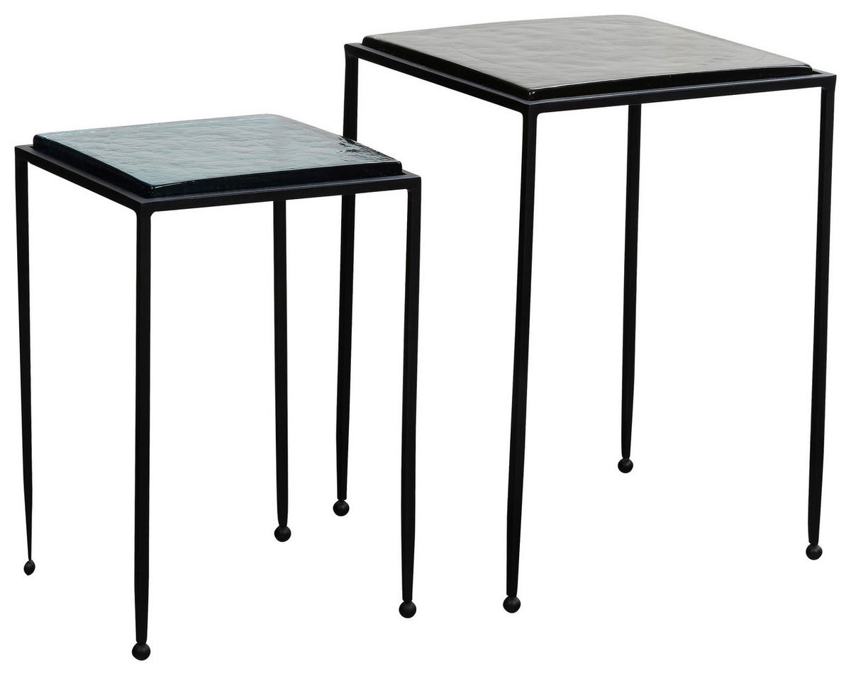SATZTISCH in Glas  - Blau/Schwarz, Design, Glas/Metall - MID.YOU