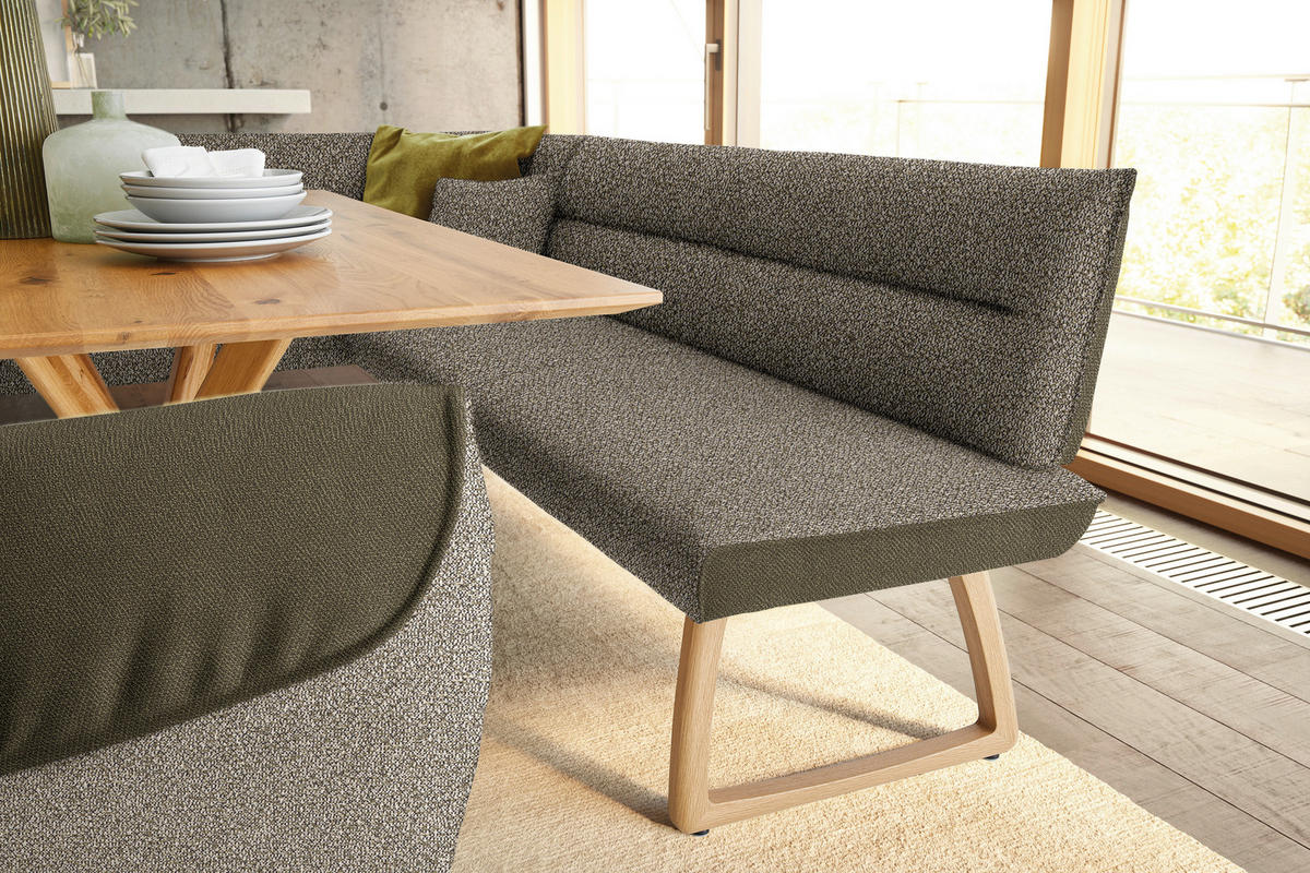 ECKBANK 237/162 cm  in Olivgrün  - Eichefarben/Olivgrün, Design, Holz/Textil (237/162cm) - Koinor