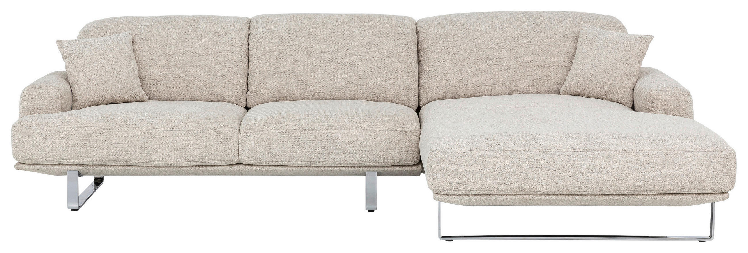 ECKSOFA Champagner Webstoff Rücken echt, Kopfteilverstellung  - Champagner, Design, Textil/Metall (304/184cm) - Dieter Knoll