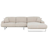 ECKSOFA Champagner Webstoff Rücken echt, Kopfteilverstellung  - Champagner, Design, Textil/Metall (304/184cm) - Dieter Knoll