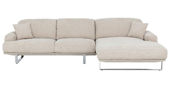 ECKSOFA Champagner Webstoff Rücken echt, Kopfteilverstellung  - Champagner, Design, Textil/Metall (304/184cm) - Dieter Knoll