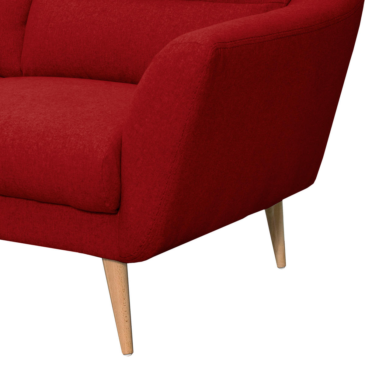 3-SITZER-SOFA in Webstoff Rot  - Buchefarben/Rot, Design, Holz/Textil (209/87/88cm) - Livetastic