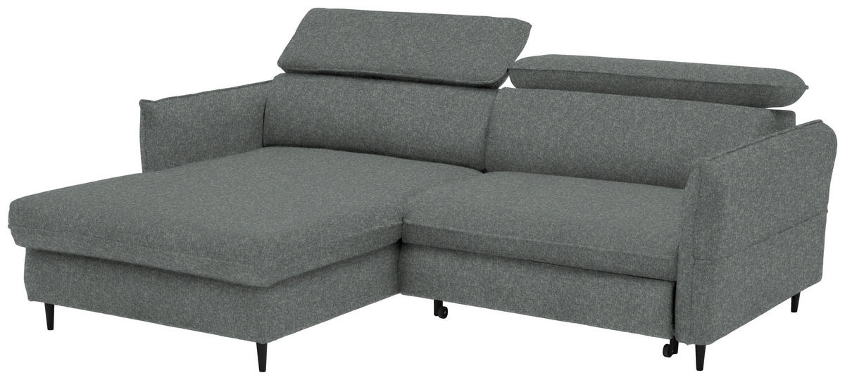 ECKSOFA inkl. Funktionen Grau Samt  - Schwarz/Grau, Design, Holz/Textil (185/232cm) - Stylife