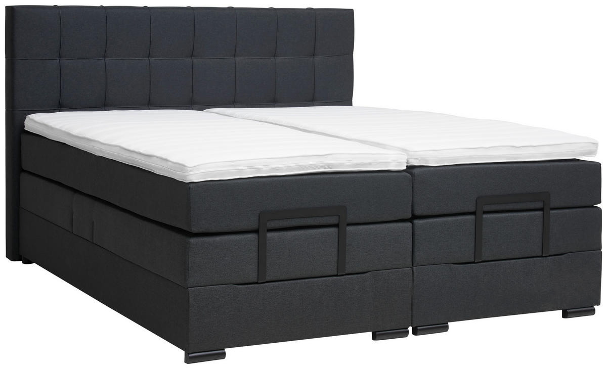 BOXSPRINGBETT 180/200 cm  in Anthrazit  - Anthrazit/Schwarz, Konventionell, Holz/Holzwerkstoff (180/200cm) - Moderano