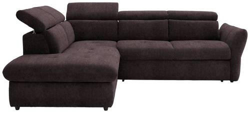 ECKSOFA in Velours Braun  224/254 cm  - Schwarz/Braun, Design, Kunststoff/Textil (224/254cm) - Stylife