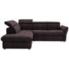 ECKSOFA in Velours Braun  224/254 cm  - Schwarz/Braun, Design, Kunststoff/Textil (224/254cm) - Stylife