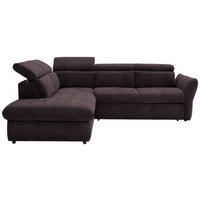ECKSOFA in Velours Braun  224/254 cm  - Schwarz/Braun, Design, Kunststoff/Textil (224/254cm) - Stylife