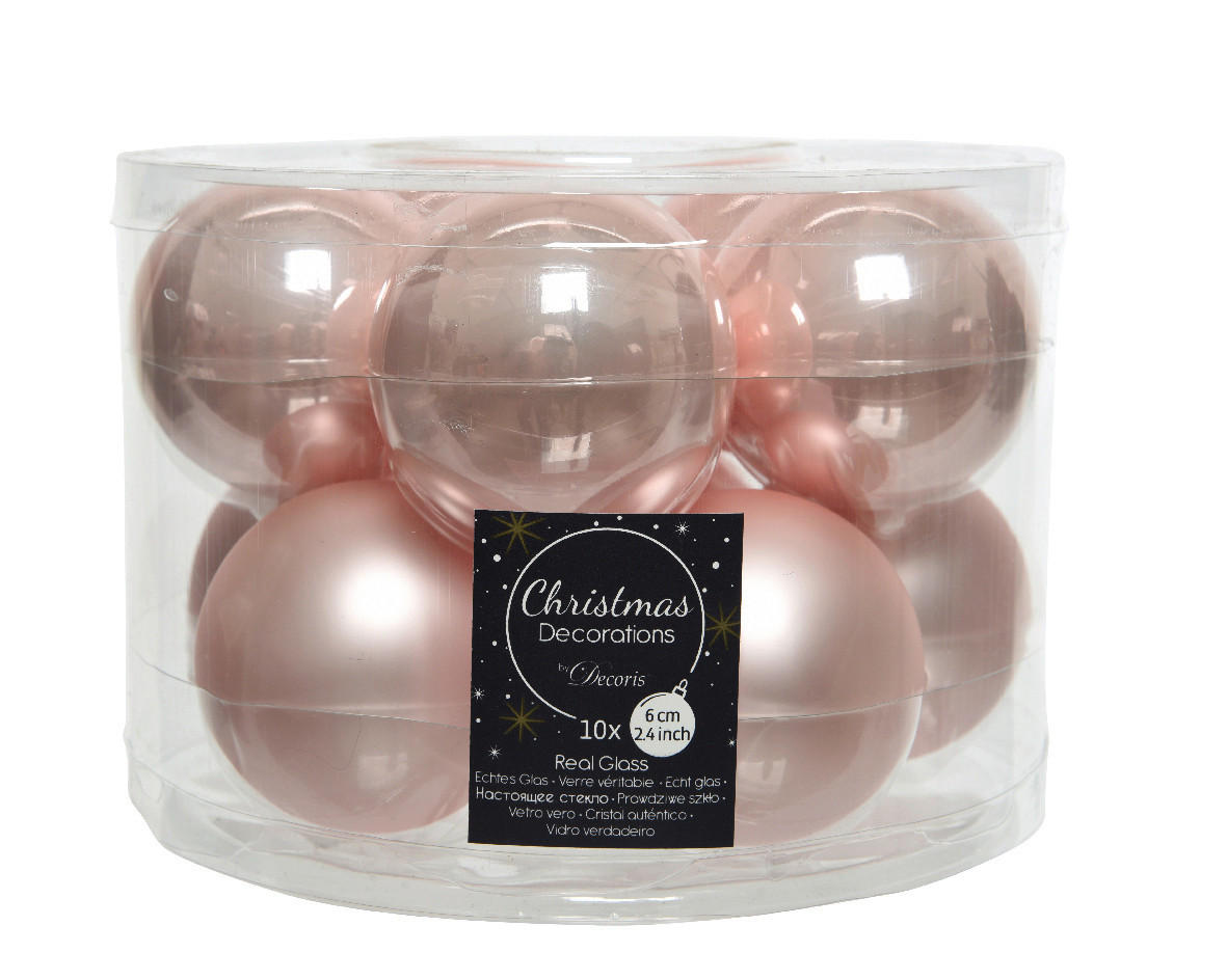 CHRISTBAUMKUGEL-SET 6 cm 10-teilig  - Hellrosa, LIFESTYLE, Glas (6cm)