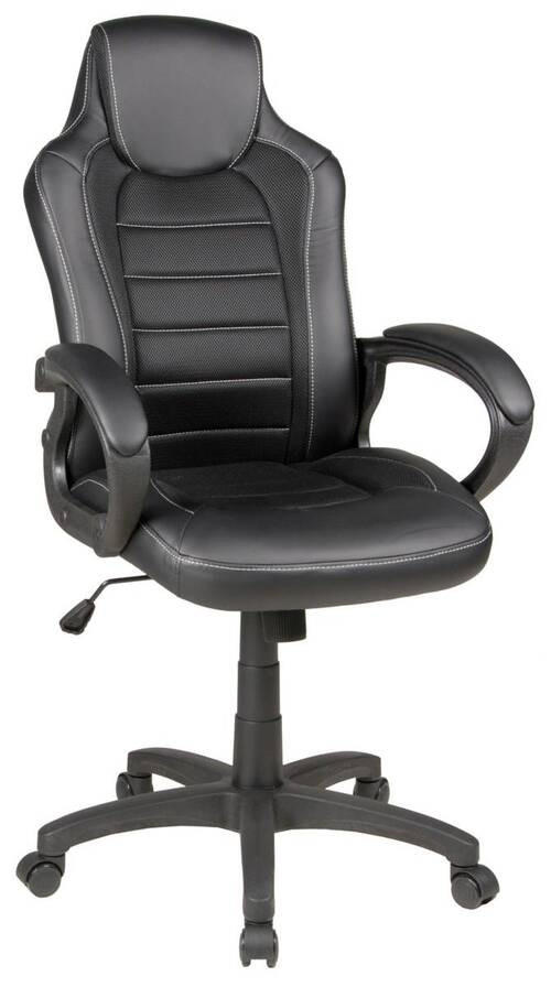 CHEFSESSEL Lederlook, Netz Schwarz  - Schwarz/Weiß, KONVENTIONELL, Textil (61/109-121/61cm) - Boxxx