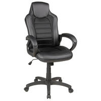 CHEFSESSEL Lederlook, Netz Schwarz  - Schwarz/Weiß, KONVENTIONELL, Textil (61/109-121/61cm) - Boxxx