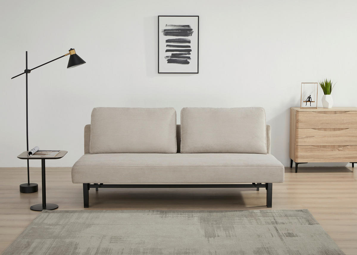 SCHLAFSOFA Cord Beige  - Beige/Schwarz, Design, Textil/Metall (191/92/99cm) - Carryhome
