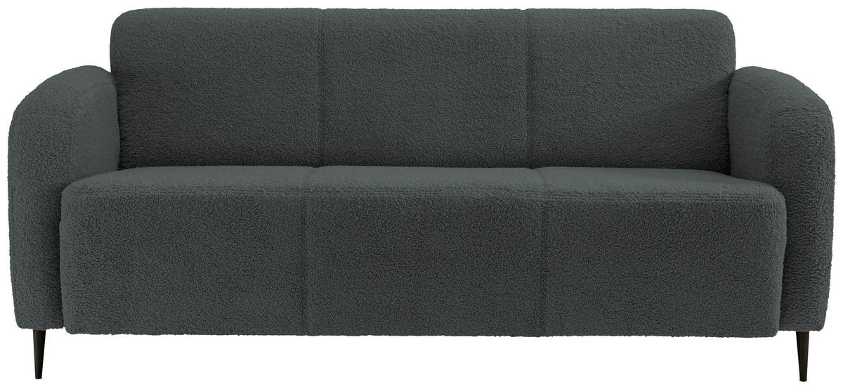 3-SITZER-SOFA Teddystoff Anthrazit  - Anthrazit/Schwarz, MODERN, Textil/Metall (180/76/90cm) - Livetastic