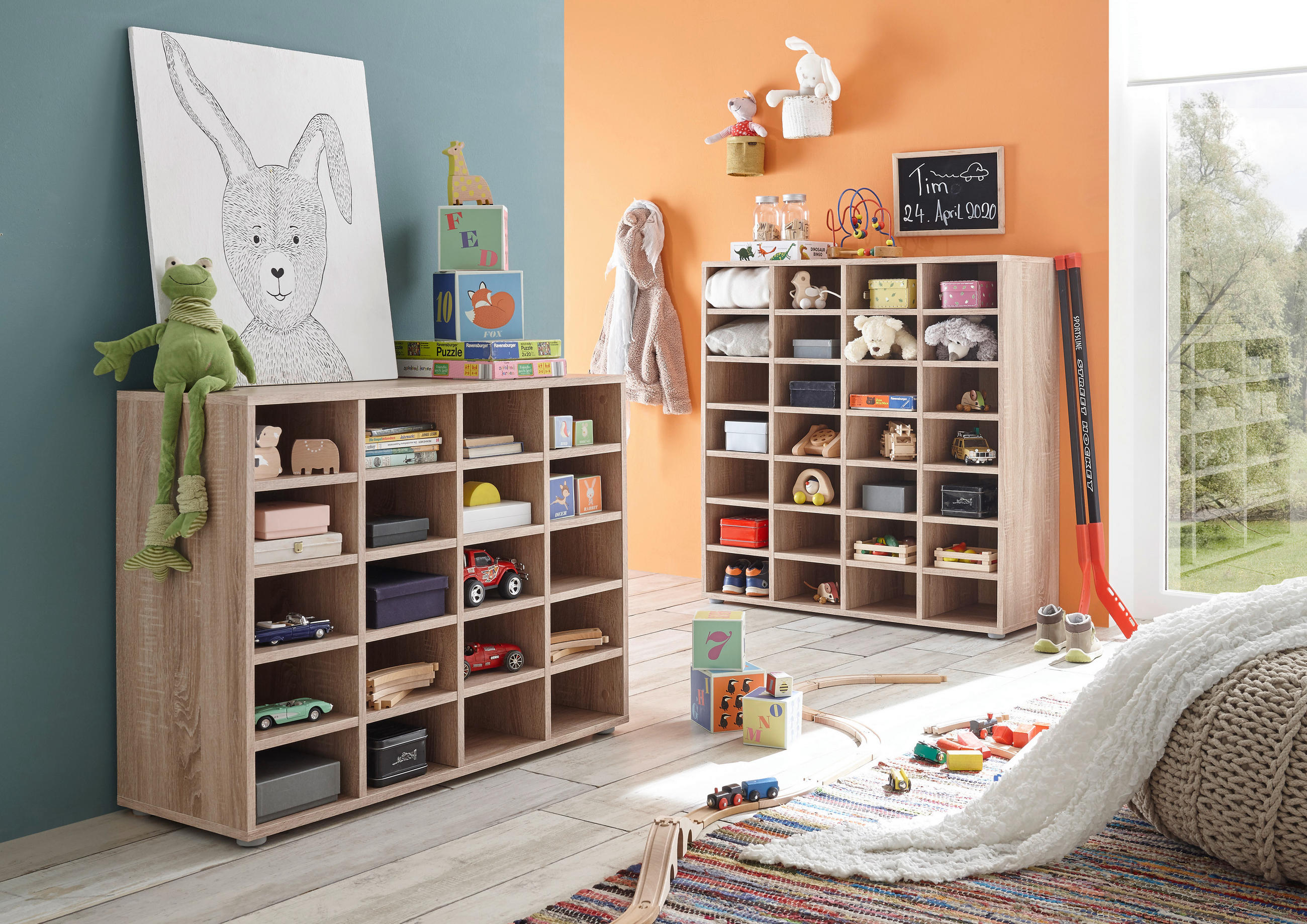 REGAL 92/96/33 cm Sonoma Eiche - Silberfarben/Sonoma Eiche, Basics, Holzwerkstoff/Kunststoff (92/96/33cm) - MID.YOU