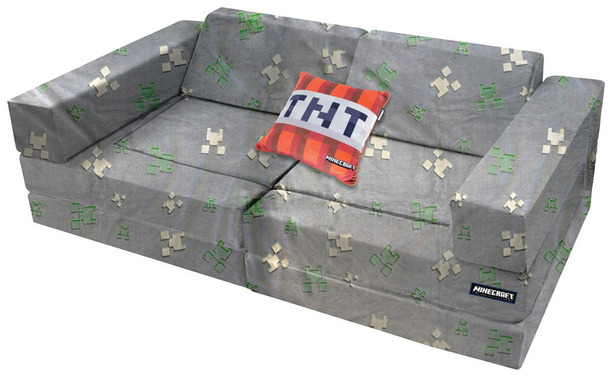 JUGEND- UND KINDERSOFA Minecraft in Grau  - Rot/Grau, Trend, Textil (120/60/60cm) - Minecraft