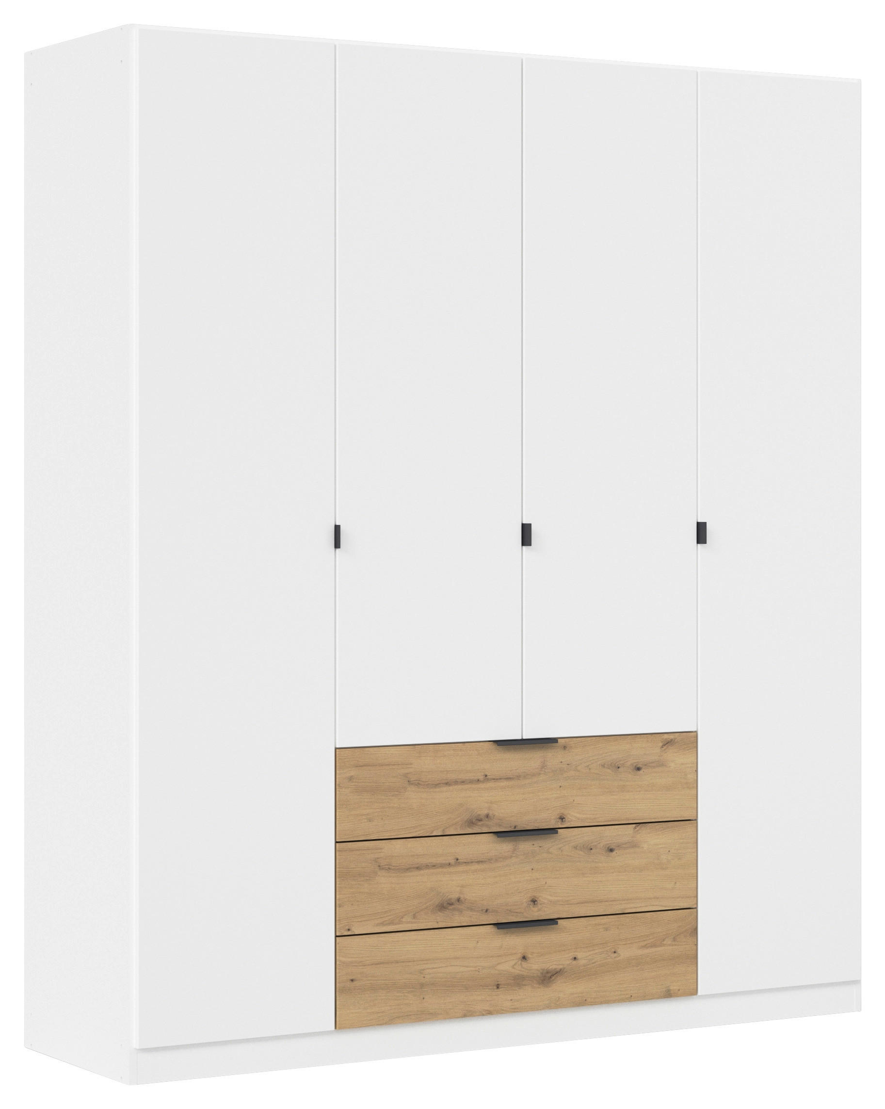 KLEIDERSCHRANK Weiss, Eiche Artisan  - Weiss/Eiche Artisan, Basics, Holzwerkstoff/Metall (181/210/54cm) - Boxxx