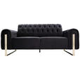 2-SITZER-SOFA  in Velours Schwarz  - Goldfarben/Schwarz, KONVENTIONELL, Textil/Metall (194/90/97cm) - Carryhome