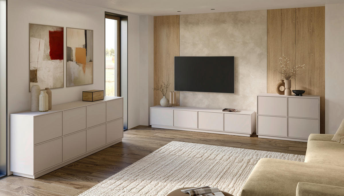 SIDEBOARD Japandi 111/82,5/41,5 cm  - Kaschmir, Design, Holzwerkstoff (111/82,5/41,5cm) - MID.YOU