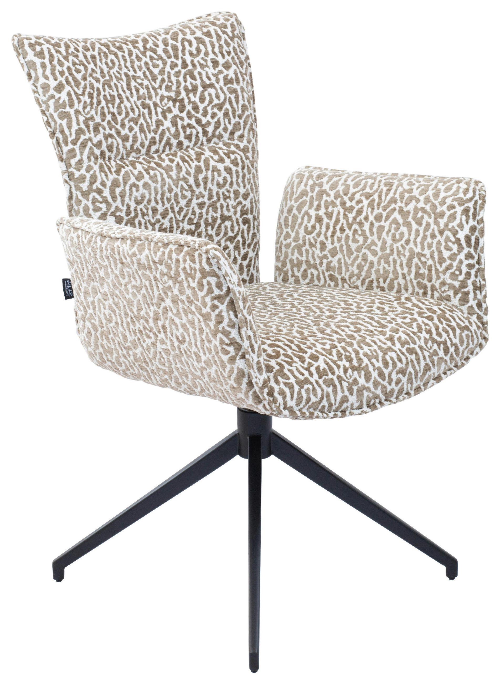 ARMLEHNSTUHL  Wippfunktion, Sitzfläche 360° drehbar Webstoff  - Beige/Schwarz, Design, Textil/Metall (62/92/66cm) - Stylife