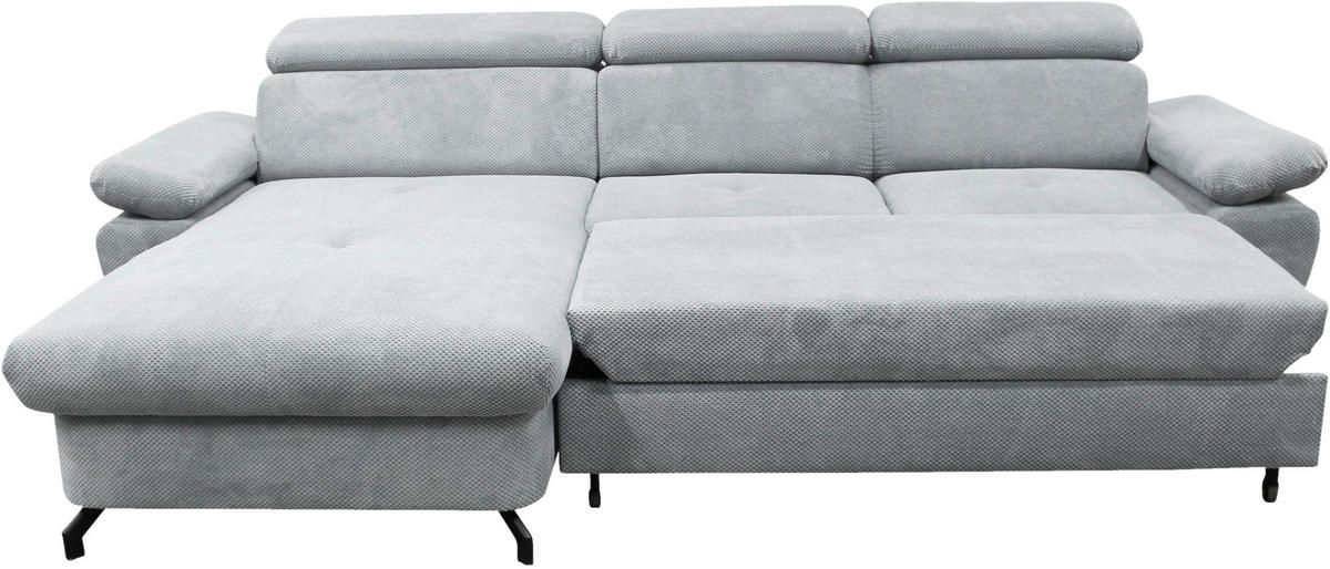 ECKSOFA OMEGA in Chenille Grau  186/280 cm  - Schwarz/Grau, Design, Textil/Metall (186/280cm) - MID.YOU