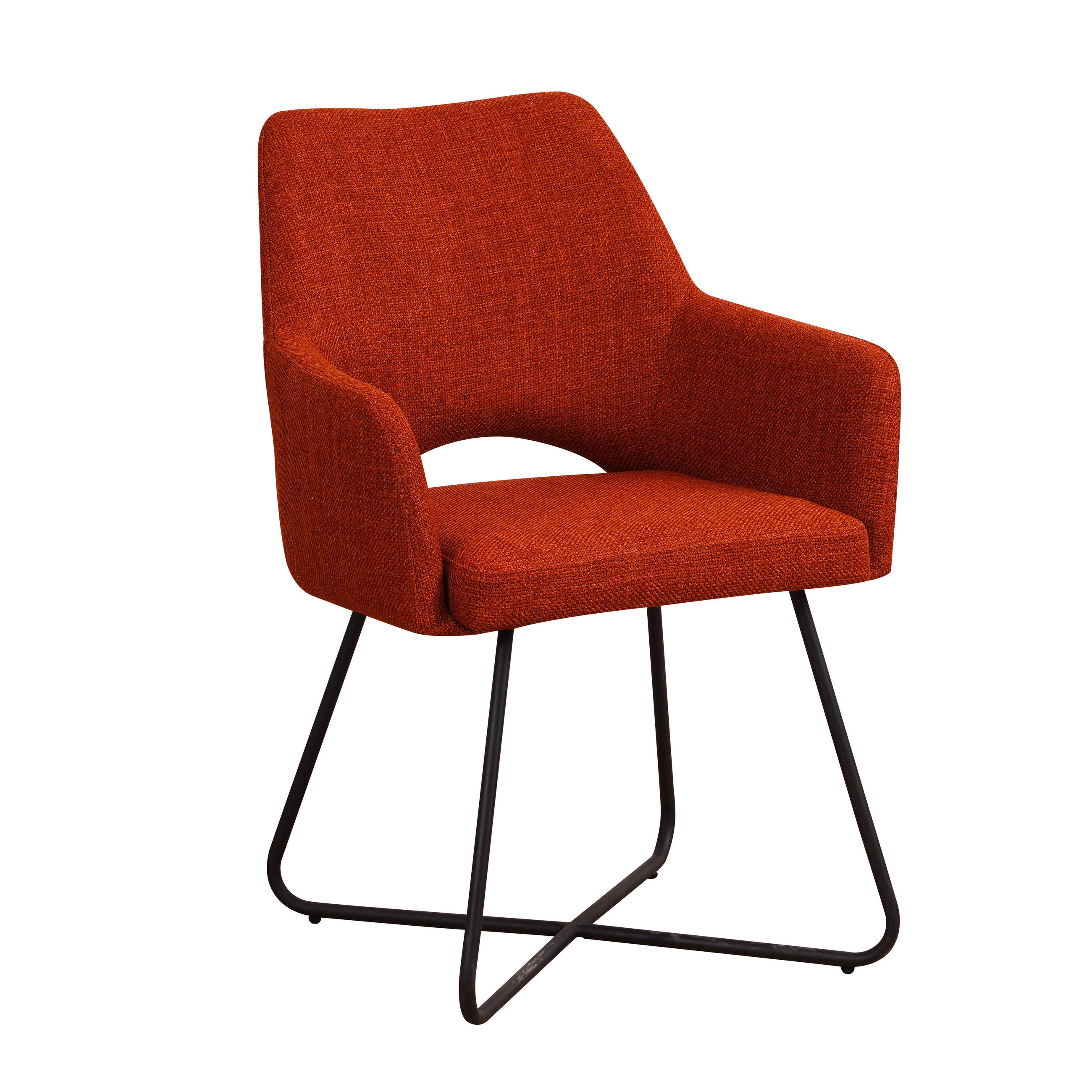 ARMLEHNSTUHL  in Webstoff  - Schwarz/Orange, MODERN, Textil/Metall (60/88/63,5cm) - MID.YOU