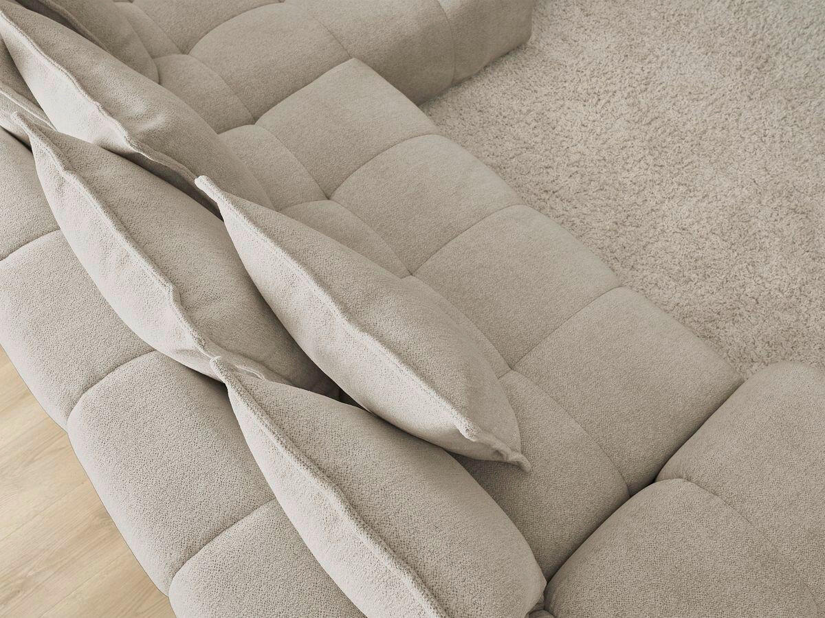ECKSCHLAFSOFA EVEREST  mit Rücken echt, Armteil links, Armteil rechts Flachgewebe Taupe  - Taupe/Schwarz, MODERN, Kunststoff/Textil (318/180cm) - Livetastic